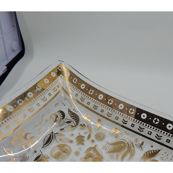 Georges Briard Glass Gold Persian Garden Plate Tray 11 Inch - Picture 7 of 11